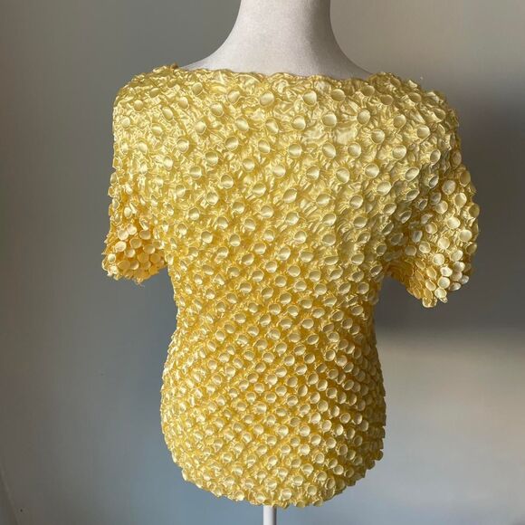 Vintage Y2K Butter Yellow Magic Popcorn Top Shirt Bubble Stretch Clean Girl 90's - Picture 5 of 6